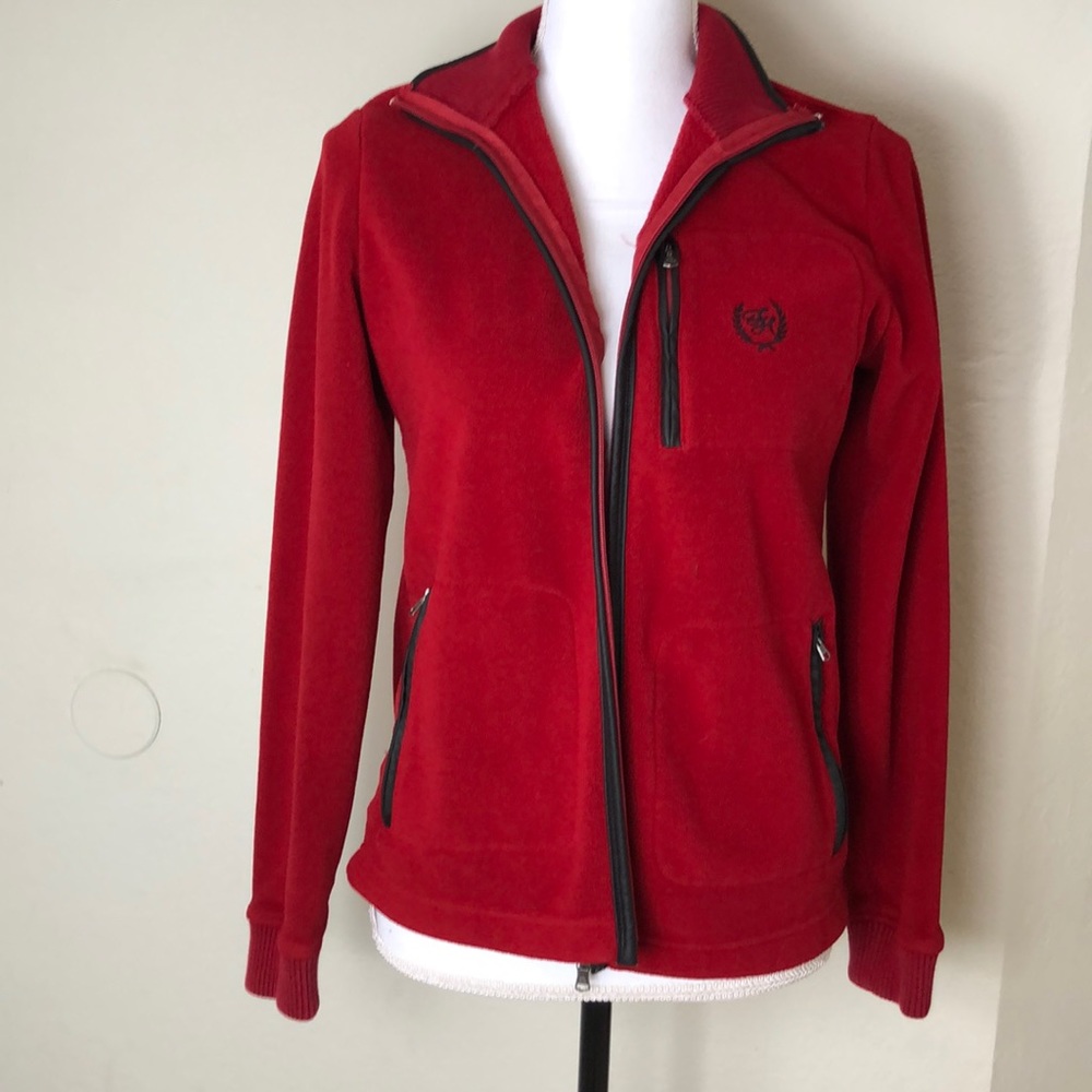 Tommy Hilfiger red fleece zip up sweater